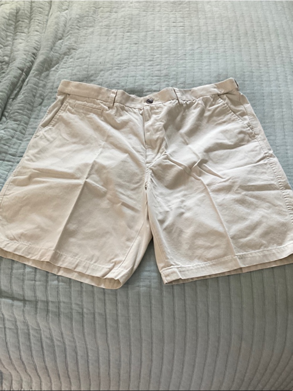 Lands' End Men's Flat Front Cotton Shorts - Light Stone
